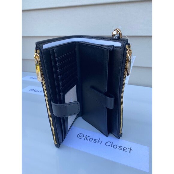 Michael Kors wristlet double zip phone wallet MK Signature Black Multi - Picture 5 of 10